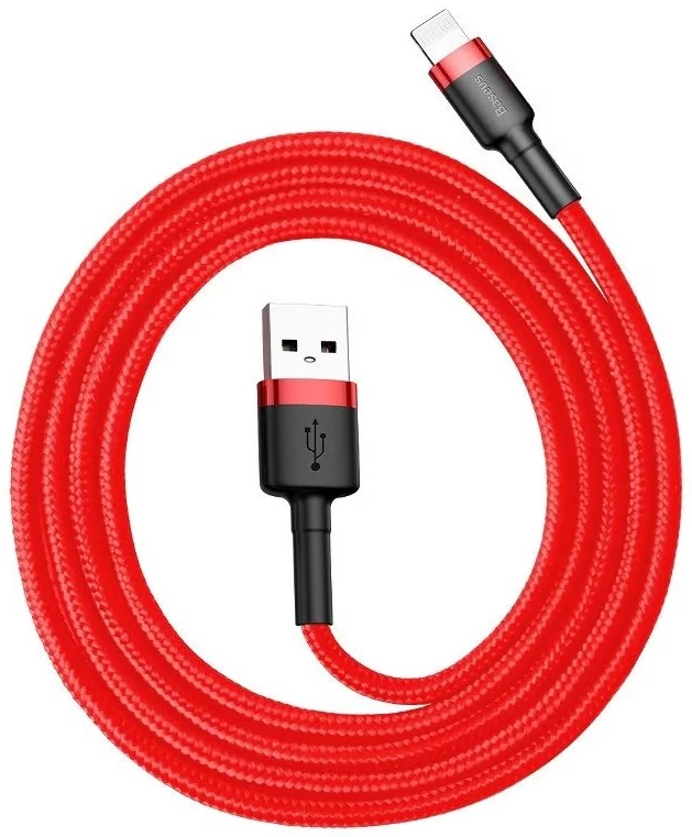 Kábel Baseus Cafule USB Lightning cable 2.4A 1m (black + red) (6953156274969)