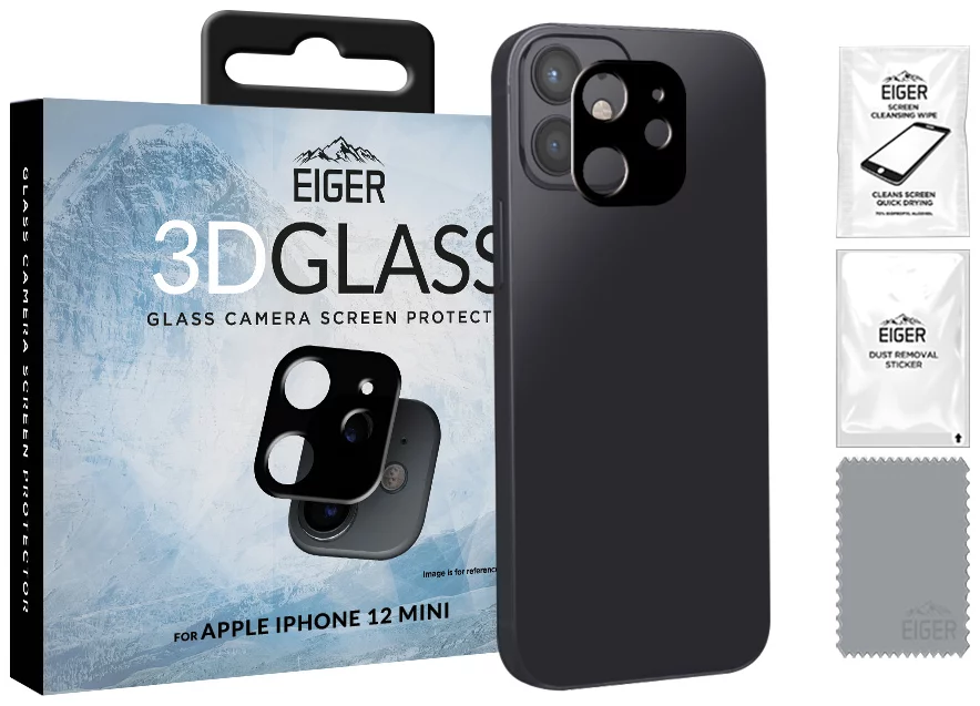 Ochranné sklo Eiger 3D GLASS Camera Lens Protector for Apple iPhone 12 Mini in Clear/Black