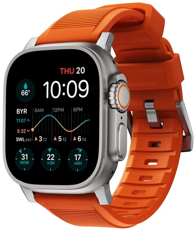 Remienok Nomad Rugged Strap, orange/silver - Apple Watch Ultra (49mm) 8/7 (45mm)/6/SE/5/4 (44mm)/3/2/1 (42mm) (NM01287285)