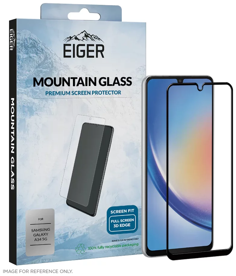 Ochranné sklo Eiger Mountain Glass Screen Protector 3D for Samsung Galaxy A34 5G in Clear / Black (EGSP00881)