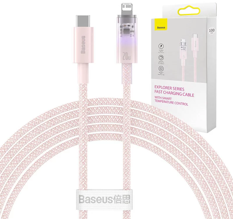 Kábel Fast Charging cable Baseus USB-A to Lightning Explorer Series 2m 20W, pink (6932172629113)