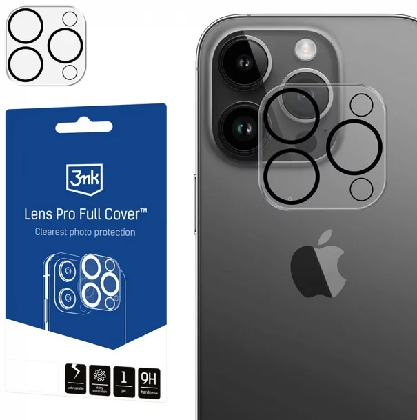 Ochranné sklo 3MK Lens Pro Full Cover iPhone 15 Pro/15 Pro Max Hybrid glass for camera lens with mounting frame 1pcs
