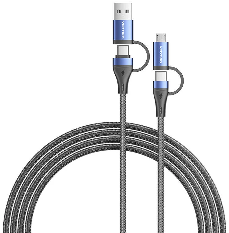 Kábel Vention 4in1 USB cable USB 2.0 CTLLH 1m (black)