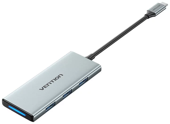 USB Hub Vention USB-C to HDMI, 3x USB 3.0, SD, TF, PD Hub TOPHB 0.15m Gray