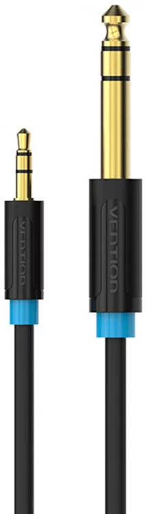 Kábel Vention Audio Cable TRS 3.5mm to 6.35mm BABBF 1m, Black