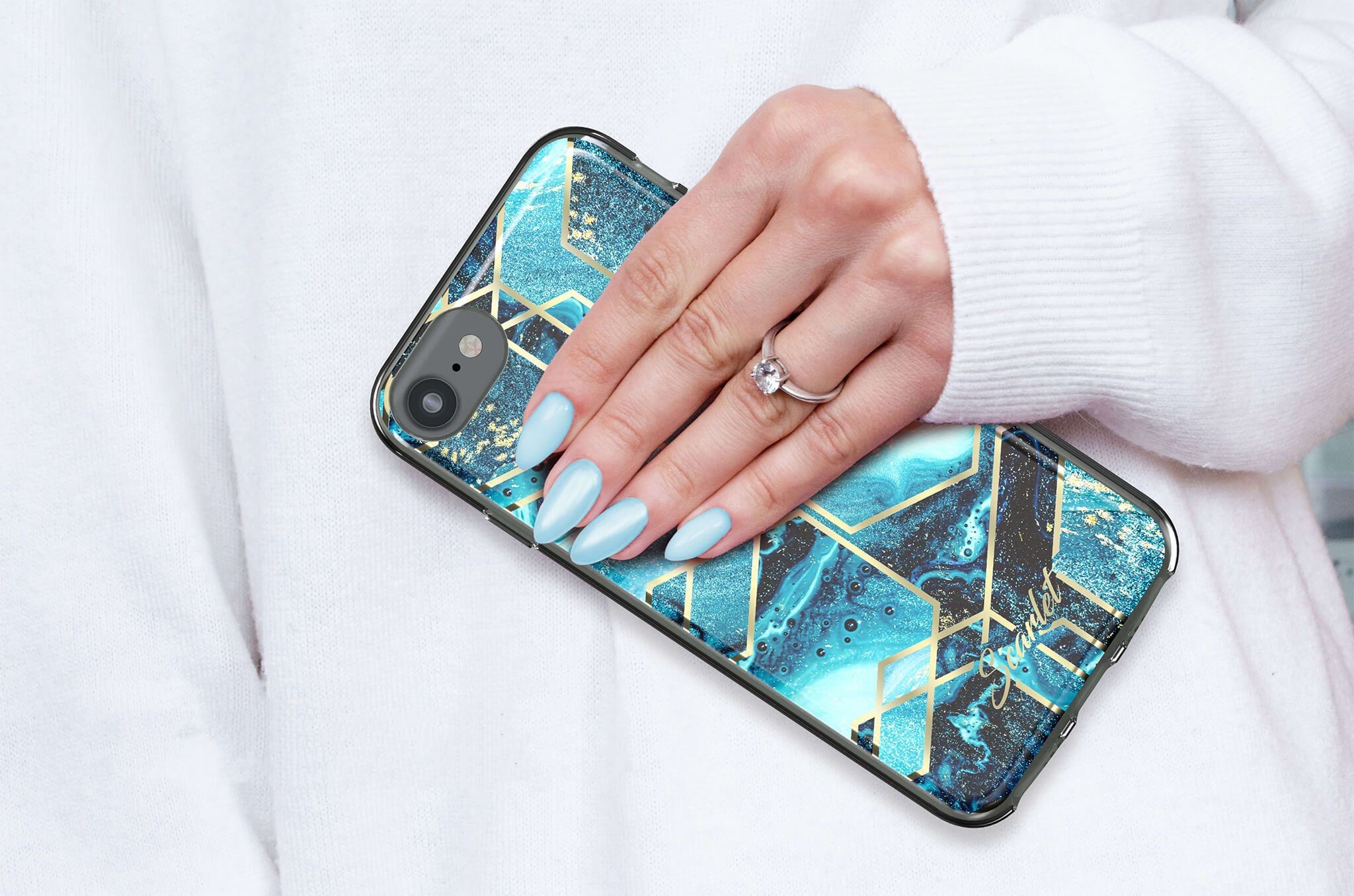 Ghostek Stylish Phone Case - Blue Waves iPhone SE (2020)