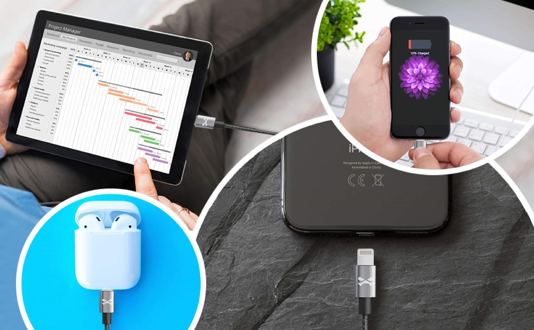 Ghostek USB-C to Lightning - Durable Graded Charging Cables - 3m