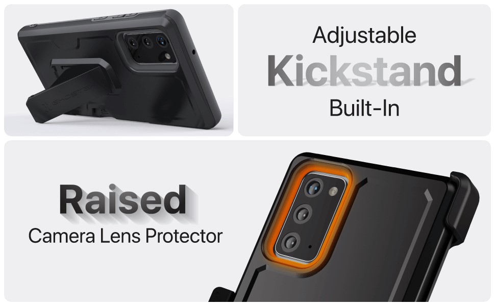 Ghostek Iron Armor3 Black Rugged Case + Holster for Galaxy Note 20