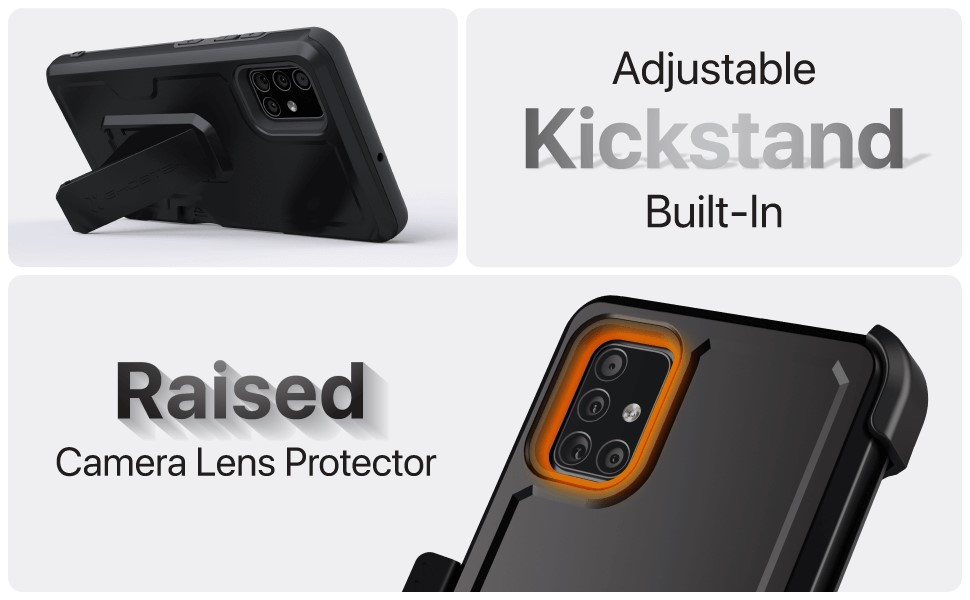 Ghostek Iron Armor3 Black Rugged Case + Holster for Galaxy A12