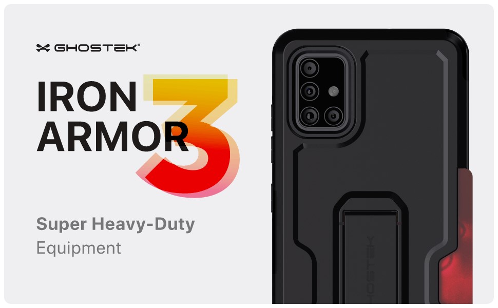 Ghostek Iron Armor3 Black Rugged Case + Holster for Galaxy A12