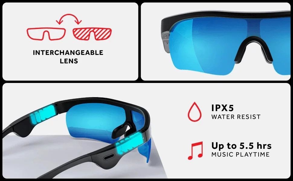 Audio Sunglasses - Smart Wireless Open-Ear Headphone Shades (GHOGLS001)