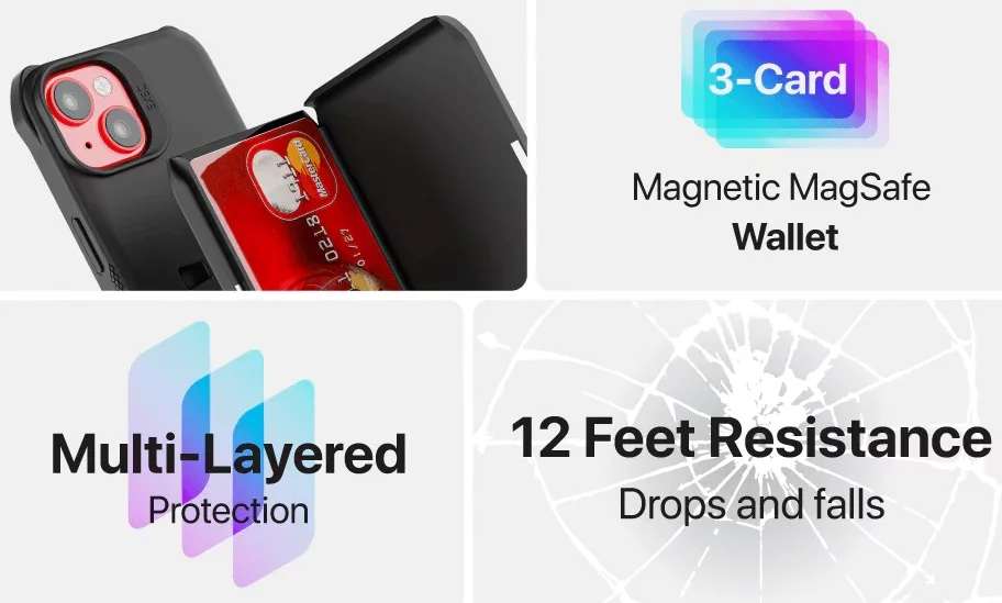 Ghostek Exec Apple iPhone 15 Pro Wallet Case Black