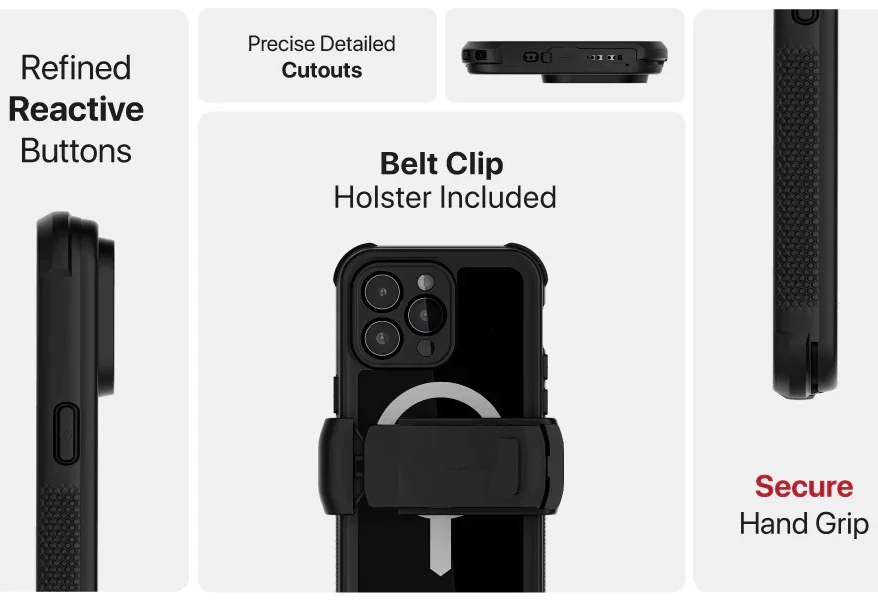 Ghostek Nautical Apple iPhone 15 Plus Waterproof Case with Holster Clip Black