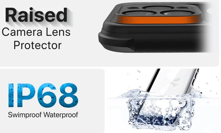 Ghostek Nautical Apple iPhone 15 Pro Waterproof Case with Holster Clip Clear