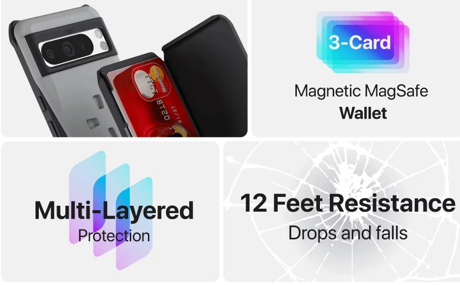 Ghostek Exec Google Pixel 8 Pro Wallet Case Black