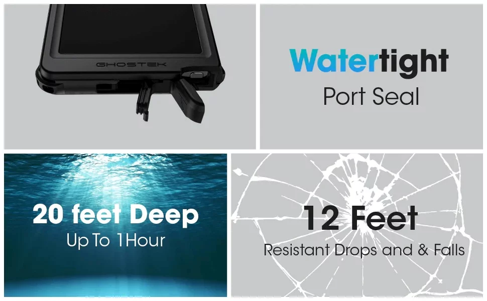 Ghostek Nautical 4 Black Extreme Waterproof Case with Holster for Galaxy S24 Plus