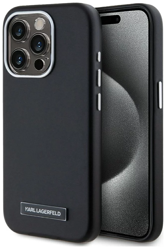 Karl Lagerfeld Case FW Metal Plate MagSafe for iPhone 15 Pro black (KLHMP15LPGMSRPK)