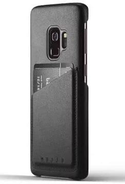 MUJJO Vollleder Wallet Hülle für Galaxy S9 - Schwarz (MUJJO-CS-100-BK)  
