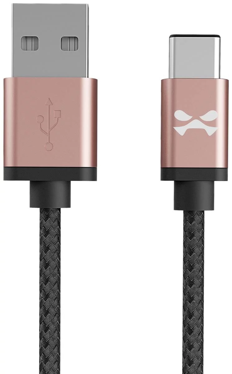 Levně Kabel Ghostek - NRGline USB-C 0,9m , Black/Rose (GHOCBL003)