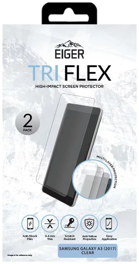 E-shop Ochranná fólia Eiger Tri Flex High-Impact Film 2 PACK Samsung Galaxy A3 2017 - Clear (EGSP00247)