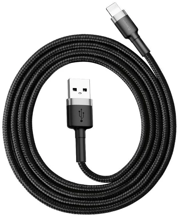 Kábel Baseus Cafule USB Lightning Cable 2.4A 0.5m (Gray+Black) (6953156274938)
