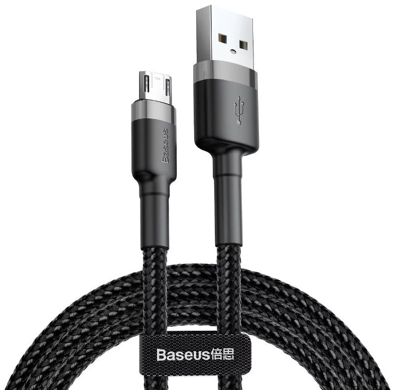 Levně Kabel Baseus Cafule Micro USB cable 2.4A 1m (Gray + Black) (6953156280335)