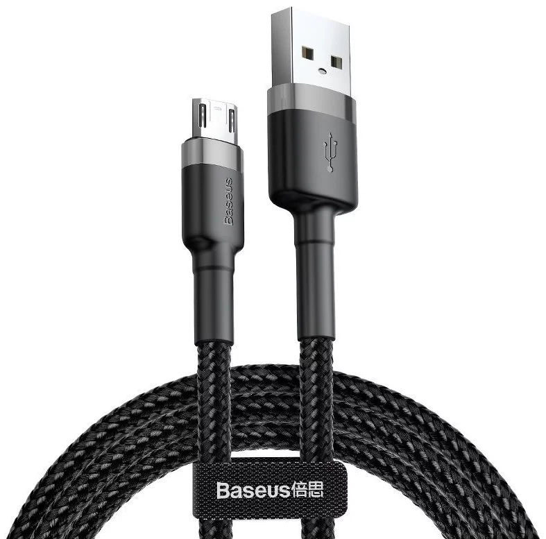 Kábel Baseus Cafule Micro USB cable 1.5A 2m (Gray + Black) (6953156280366)