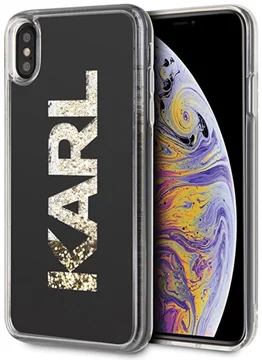 Karl Lagerfeld iPhone Xs Max black Karl logo Glitter (KLHCI65KAGBK)