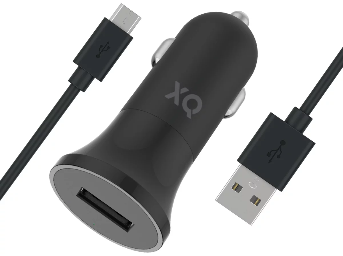 Nabíječka do auta XQISIT Car Charger 2.4A Single USB- mUSB black (36076)