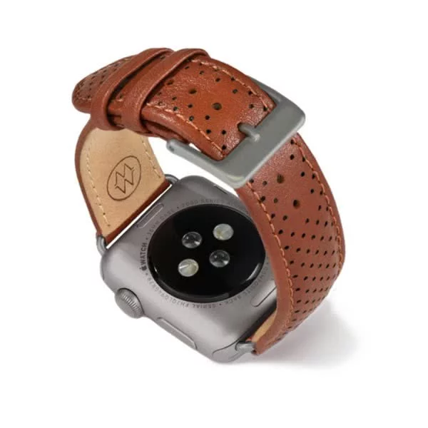 Brown Monowear Perforated Leather Band Remen Monowear Brown