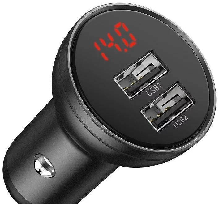 Nabíječka do auta Baseus Digital Display Dual USB 4.8A Car Charger 24W Grey (6953156215399)