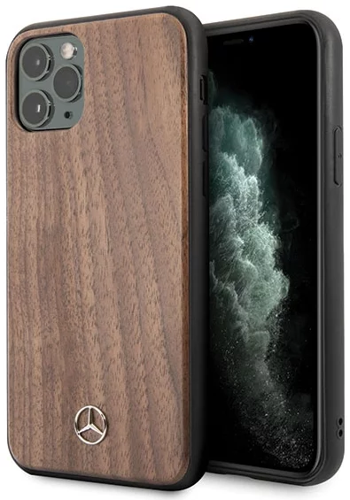 Levně Kryt Mercedes iPhone 11 Pro hard case brown Wood Line Walnut MEHCN58VWOLB