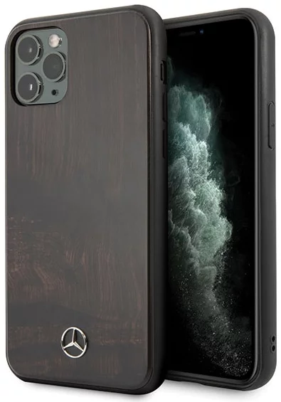 Levně Kryt Mercedes iPhone 11 Pro Max hard case brown Wood Line Rosewood MEHCN65VWOBR