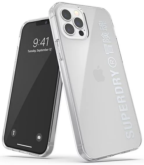 Levně Kryt SuperDry Snap iPhone 12/12 Pro Clear Case silver 42591 (42591)