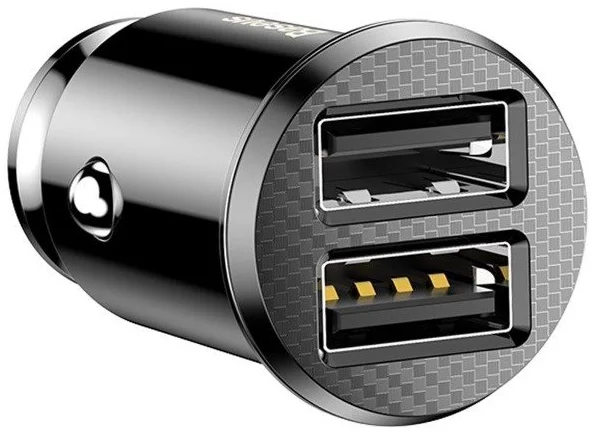 Nabíječka do auta Baseus Grain Car Charger 2x USB 5V 3.1A - black (6953156276512)