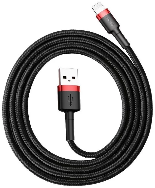 Levně Kabel Baseus Cafule Cable USB Lightning 2A 3m (Black+Red)
