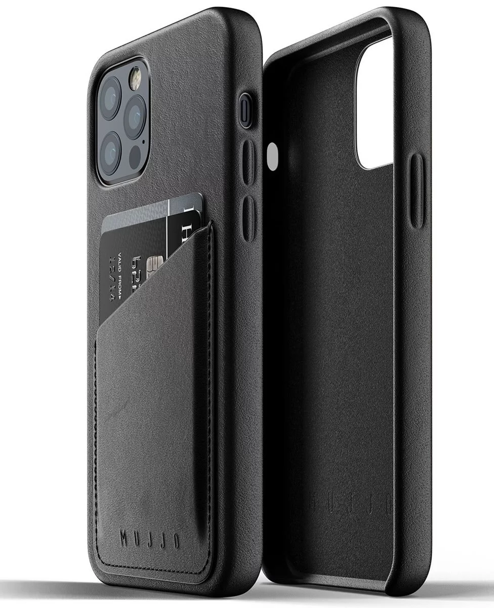 Case MUJJO Full Leather Wallet Case for iPhone 12 Pro Black