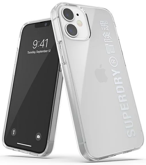 Levně Kryt SuperDry Snap iPhone 12 mini Clear Case Silver (42590)