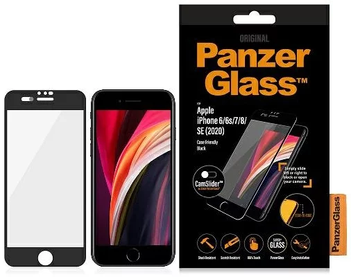 Levně Ochranné sklo PanzerGlass iPhone 6/6s/7/8/SE 2020 CamSlider™, Black