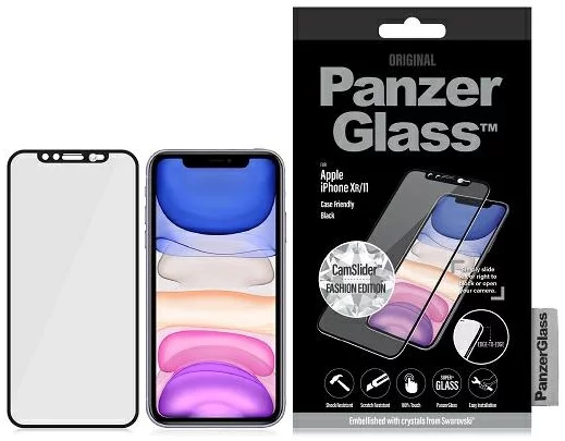 Folie Protectie PanzerGlass iPhone XR/11 - CamSlider impodobita cu cristale de la Swarovski