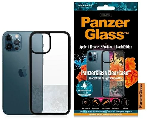 Levně Kryt PanzerGlass ClearCase iPhone 12 Pro Max 6,7" Antibacterial black (0253)