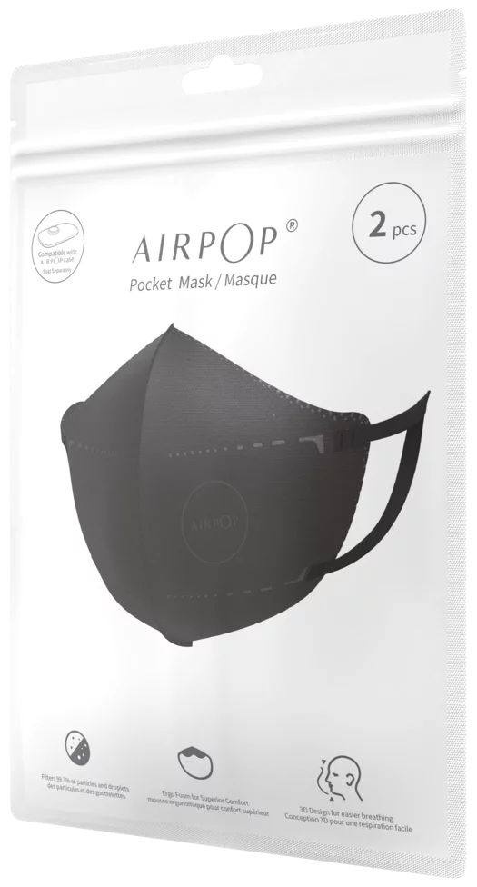 AirPOP Pocket Face Mask (Black 2pcs)