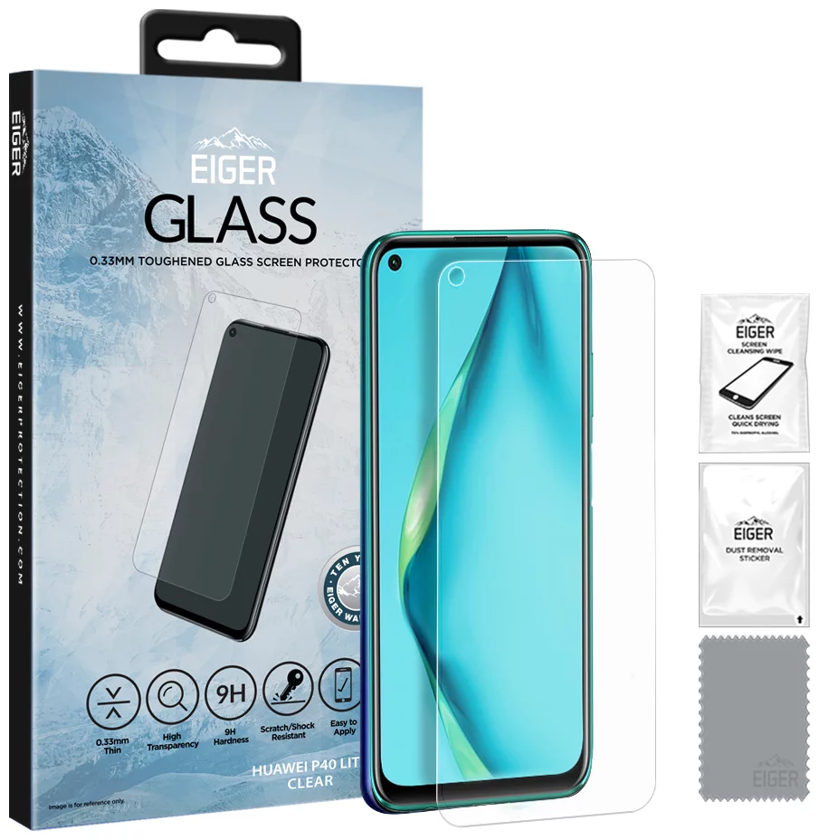 Ochranné sklo Eiger GLASS Tempered Glass Screen Protector for Huawei P40 Lite in Clear