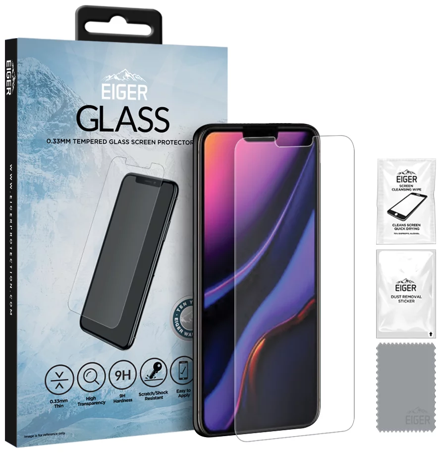 Levně Ochranné sklo Eiger GLASS Tempered Glass Screen Protector for Apple iPhone 11 Pro Max/XS Max in Clear (EGSP00521)