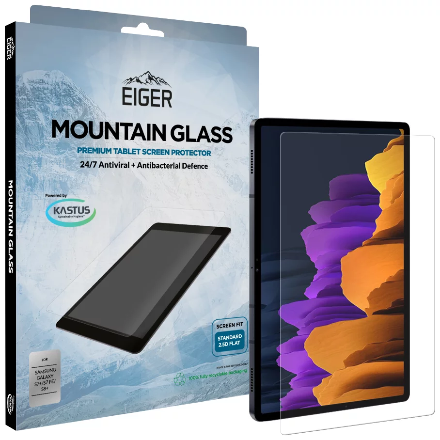 Levně Ochranné sklo Eiger GLASS Tempered Glass Screen Protector for Samsung Galaxy Tab S7+ in Clear