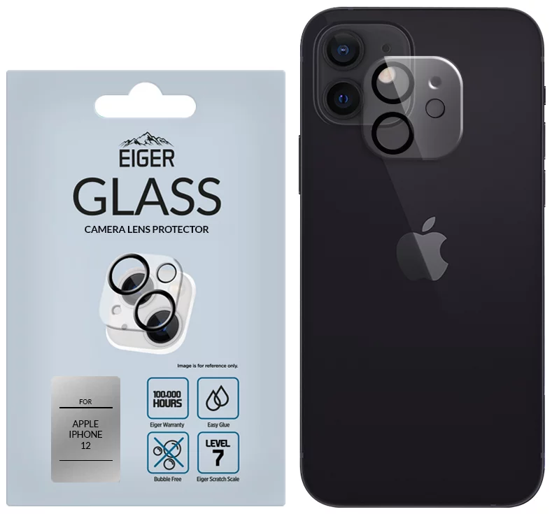 Ochranné sklo Eiger 3D GLASS Camera Lens Protector for Apple iPhone 12 in Clear/Black