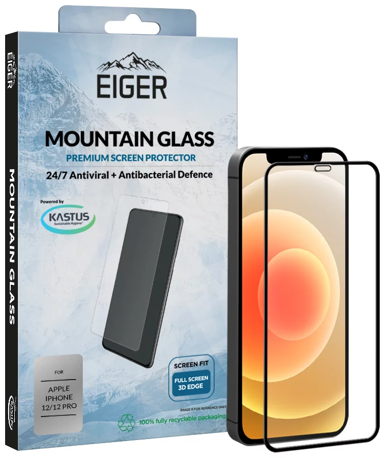 Ochranné sklo Eiger 3D GLASS Full Screen Protector for Apple iPhone 12/12 Pro in Clear/Black (EGSP00622)