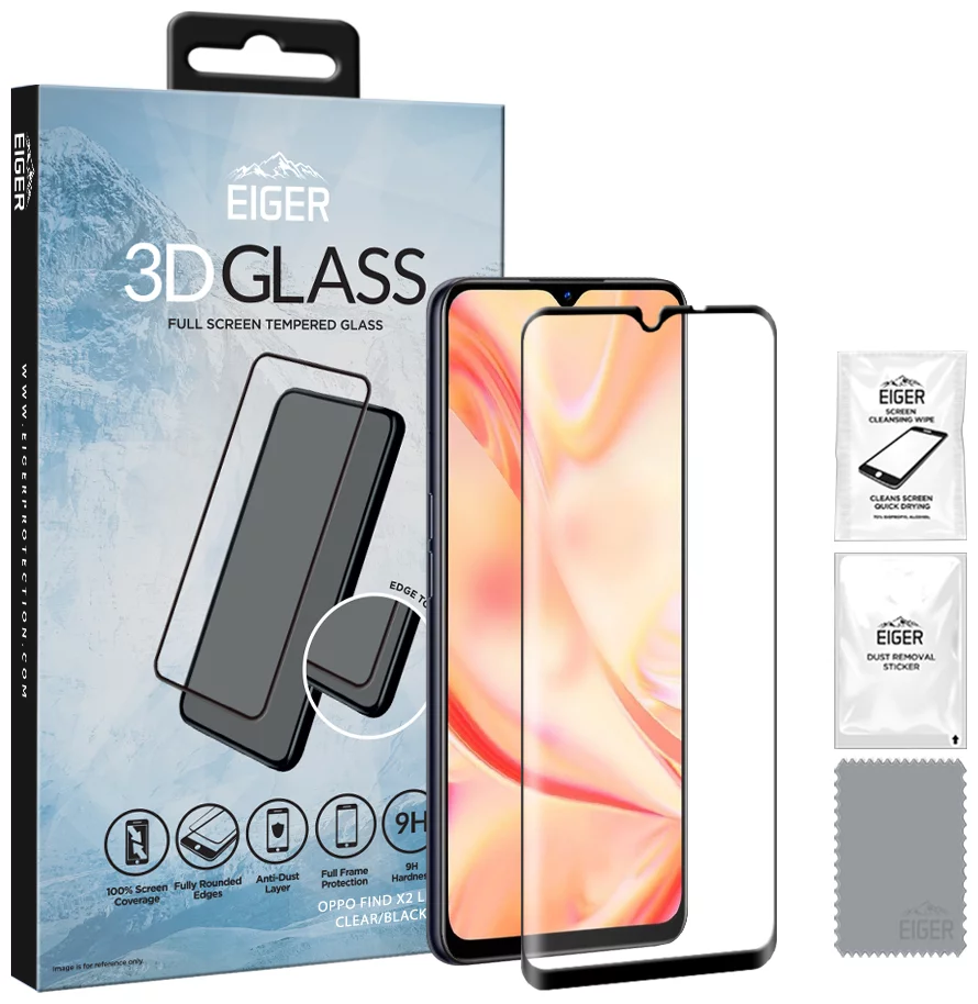 E-shop Ochranné sklo Eiger 3D GLASS Full Screen Glass Screen Protector for Oppo Find X2 Lite/Reno3 in Clear/Black (EGSP00609)