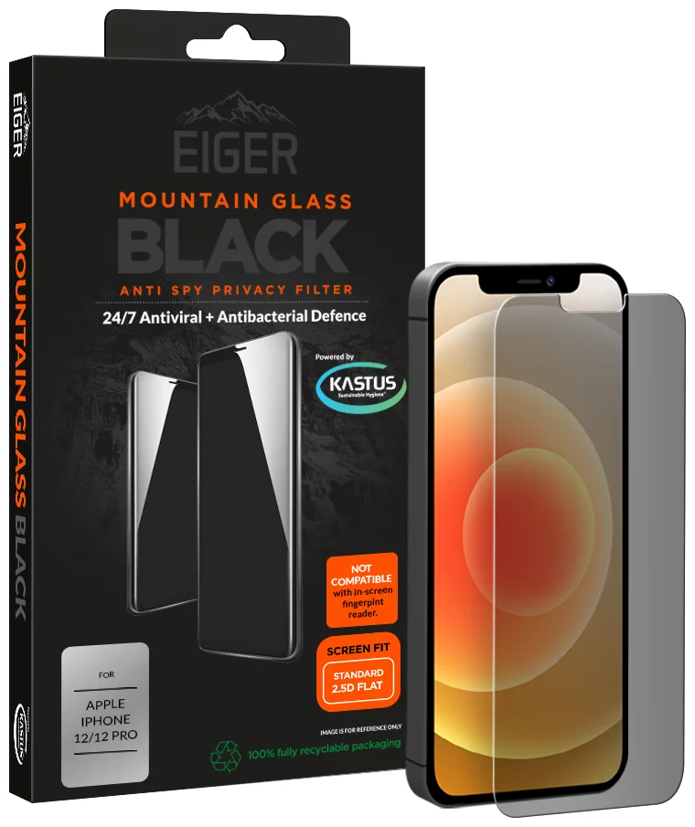 Ochranné sklo Eiger Mountain BLACK Anti Spy Privacy Glass Screen Protector for Apple iPhone 12/12 Pro