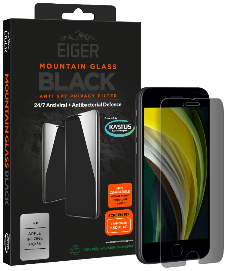 Ochranné sklo Eiger Mountain BLACK Anti Spy Privacy Glass Screen Protector for Apple iPhone SE(2020)/8/7